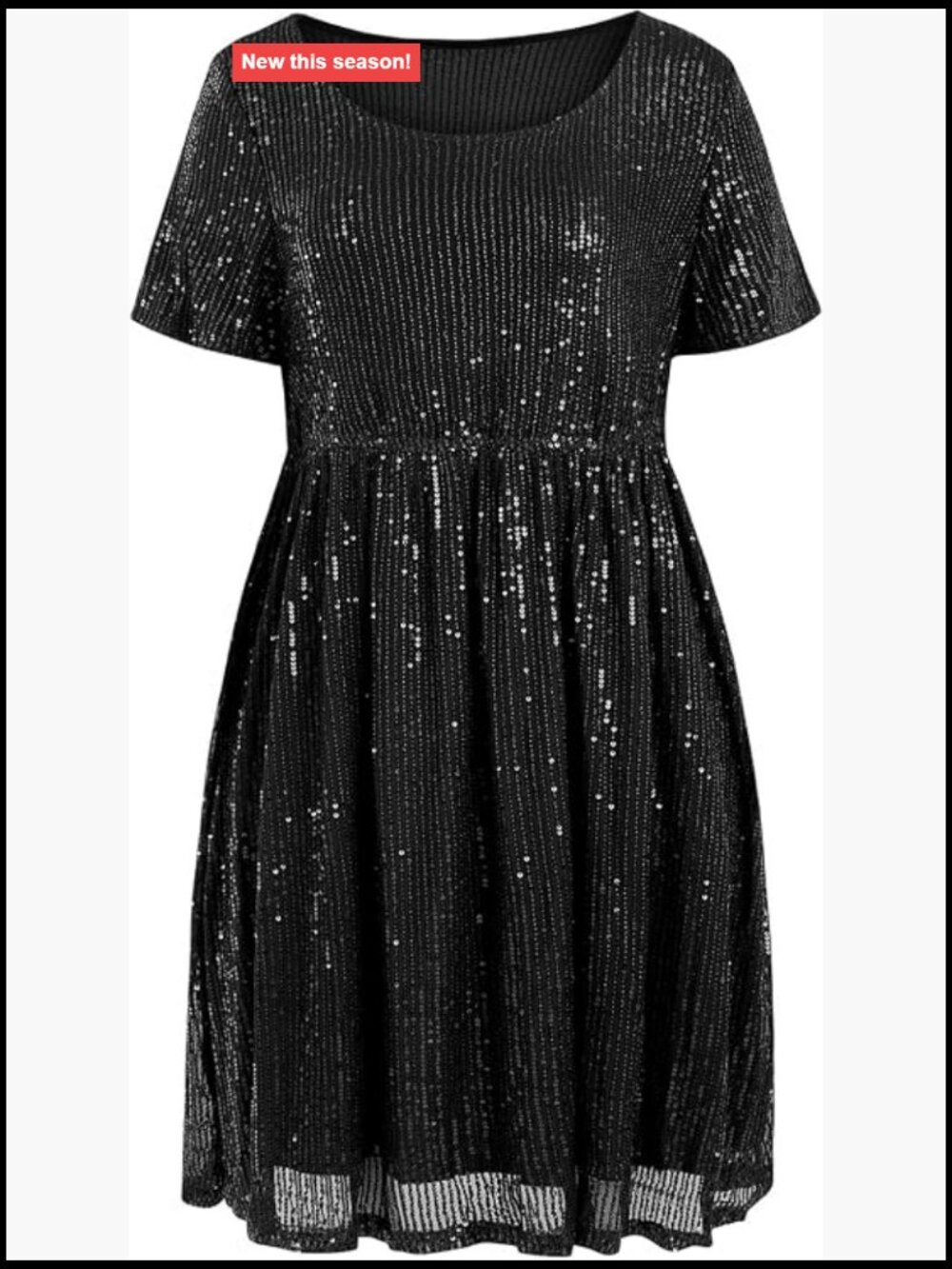 Plus Size Sequin Mini Dress Scoop Neck Short Sleeve A-Line Party Cocktail